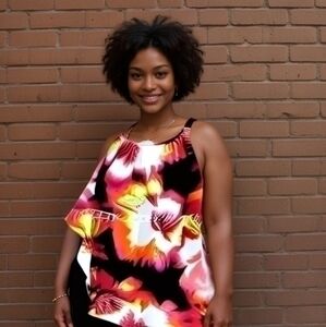 WORTHINGTON HIGH LOW WATERCOLOR TUNIC SZ 3X